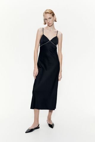 H&M + Rhinestone-Embellished Satin Dress