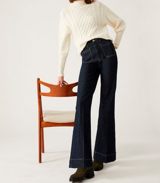 M&S Collection + Patch Pocket Flare High Waisted Jeans