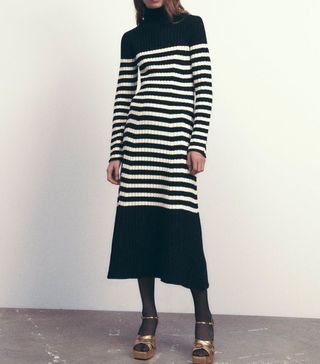Zara + Striped Knit Wool Blend Dress