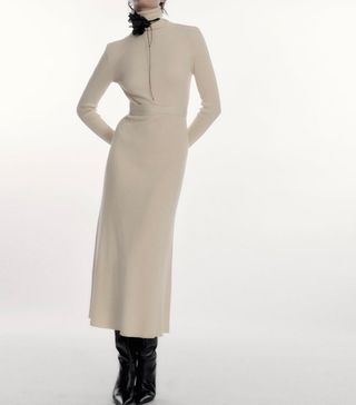 Zara + Long Knit Dress With Belt