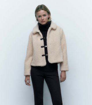 Zara + Faux Shearling Cropped Jacket
