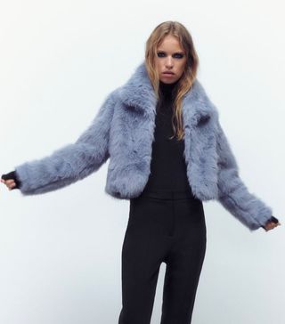 Zara + Cropped Faux Fur Jacket