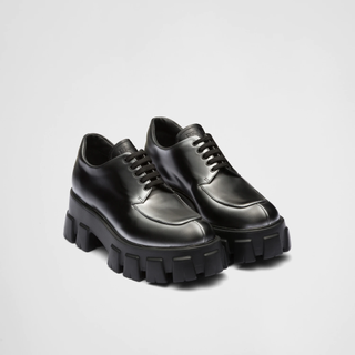 Prada + Monolith Ombré Brushed Leather Lace-Ups