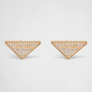 Prada + Crystal Logo Jewels Zirconia Earrings