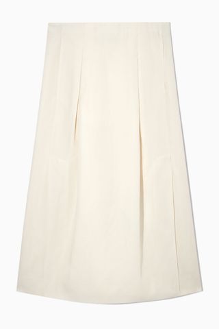 COS + Pleated Linen Blend Midi Skirt