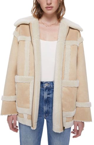 Mother + The Boxy Brrly Faux Shearling Coat