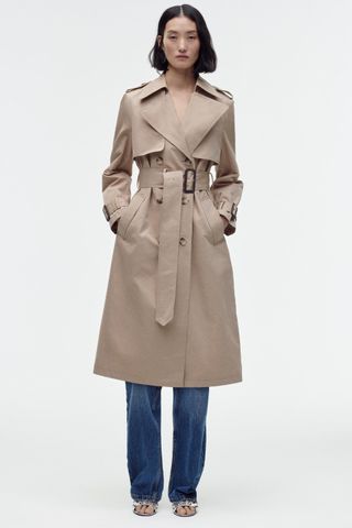 Zara + Strappy Fitted Trench Coat