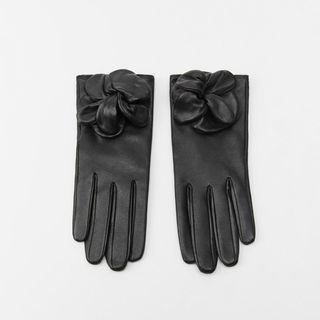 Zara + Flower Leather Gloves