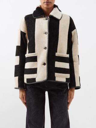 Cawley Studio + Avis Reversible Striped Shearling Jacket