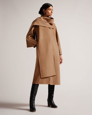 Tedbaker + Solanna Double Wool Scarf Detail Coat
