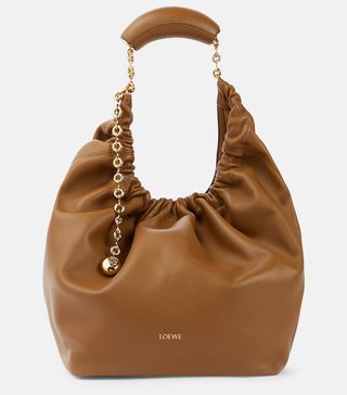 Loewe + Squeeze Medium Leather Shoulder Bag in Brown