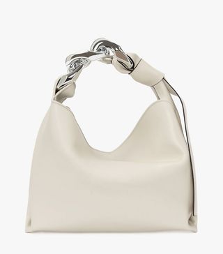 Jw Anderson + Small Chain Hobo Leather Shoulder Bag in White