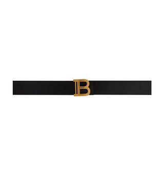 Balmain + Black Leather 4cm B Belt