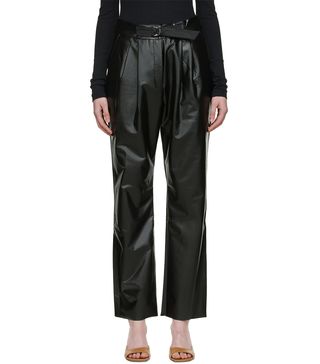 Caes + Black Faux-Leather Trousers