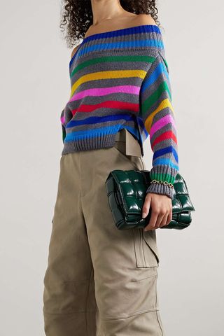 Monse + Off-the-Shoulder Striped Merino Wool Sweater