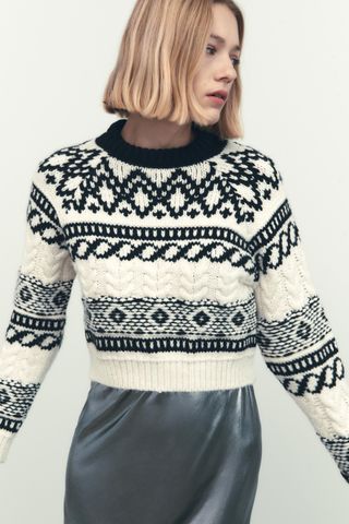 Zara + Jacquard Knit Sweater