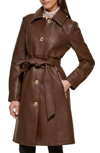 Guess + Faux Leather Belted Trench
