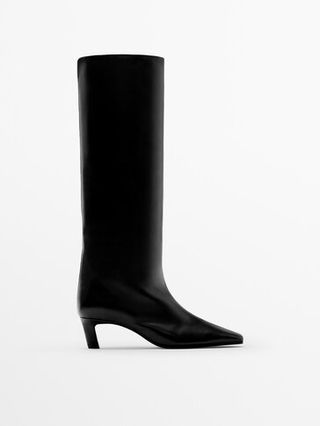 Massimo Dutti + Leather High-Heel Boots