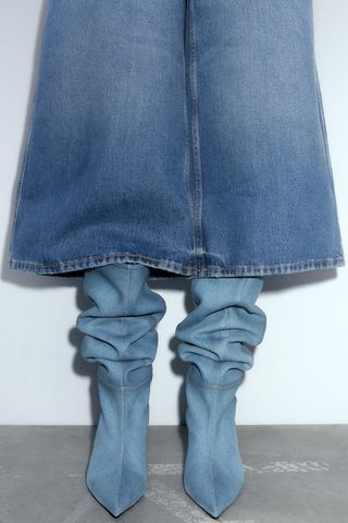 Zara + Denim Knee-High Boots