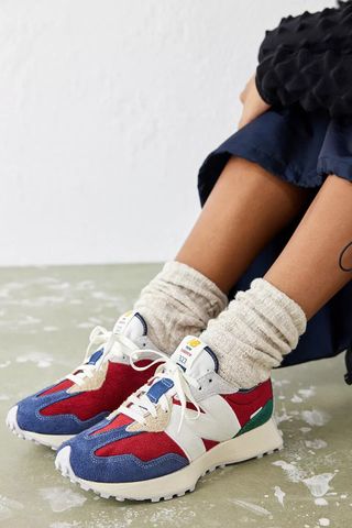 New Balance + 327 Red & Multi Terry Trainers