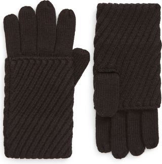Allsaints + Travelling Rib Fold Over Cuff Knit Gloves