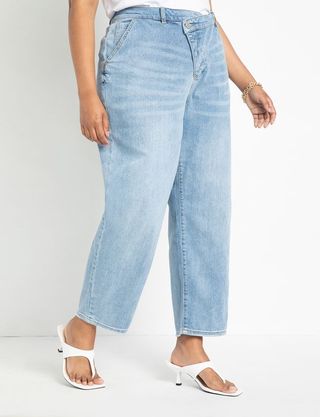 Eloquii + Relaxed Jean With Overlap Waistband