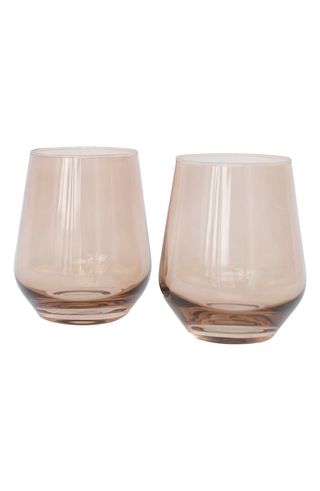 Estelle Colored Glass + Set of 2 Stemless Wineglasses