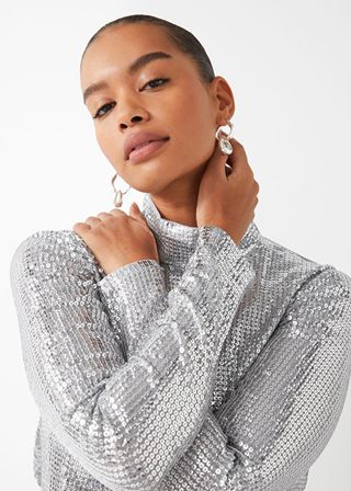& Other Stories + Fitted Sequin Turtleneck Top