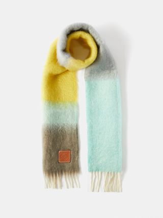 Loewe + Anagram-Patch Striped Mohair-Blend Scarf