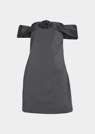Bernadette + Off-The-Shoulder Taffeta Mini Dress W/ Rosette Applique