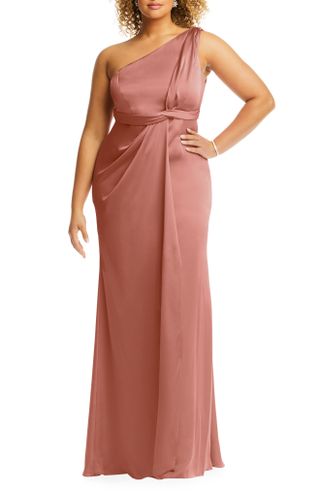 Dessy Collection + One-Shoulder Satin Gown