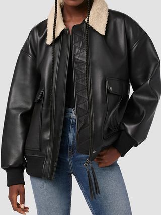 Hudson Jeans + Oversized Leather Bomber Jacket