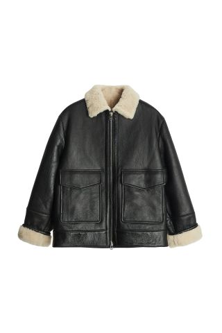 Zara + Double-Sided Leather Jacket