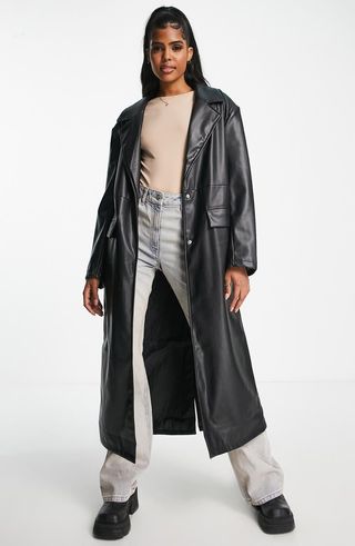 ASOS Design + Faux Leather Trench Coat