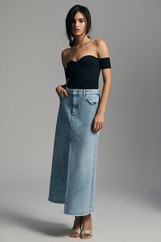 Pilcro + Front-Slit Denim Skirt