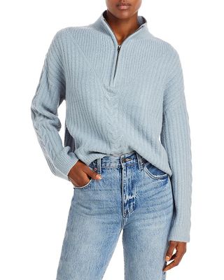 Aqua + Quarter Zip Knit Sweater