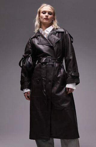 Topshop + Faux Leather Trench Coat