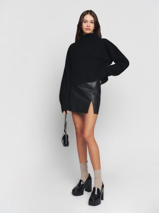 Reformation + Veda Margie Leather Mini Skirt