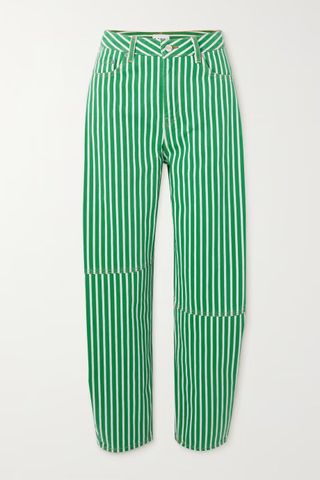 Ganni + + Net Sustain Striped High-Rise Tapered Organic Jeans