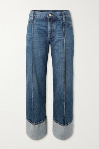Bottega Veneta + Pintucked Mid-Rise Straight-Leg Jeans