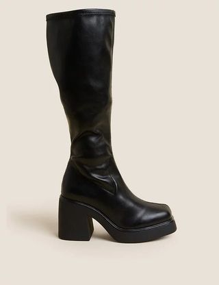 M&S Collection + Chunky Platform Knee High Boots