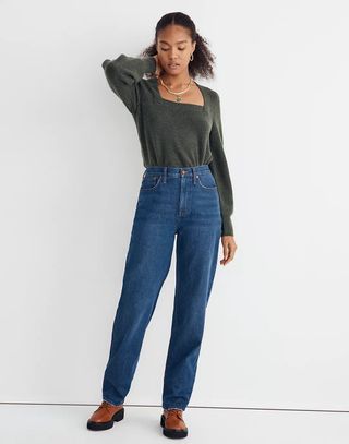 Madewell + Baggy Straight Jeans in Dark Worn