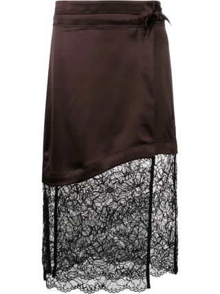 Ganni + Lace-Panel Wrap Skirt