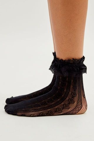 Urban Outfitters + Lacey Heart Ruffle Ankle Socks