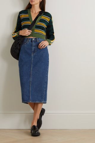 Reformation + Jayde Organic Denim Midi Skirt