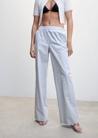 Mango + Striped Cotton Pants