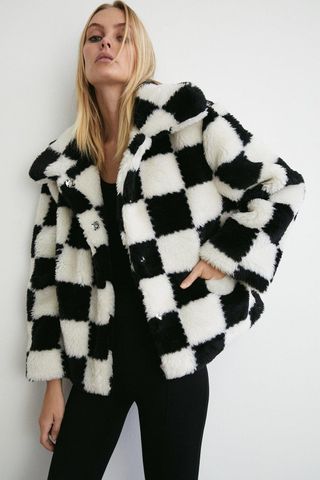 Warehouse + Checkerboard Short Fur Jacket