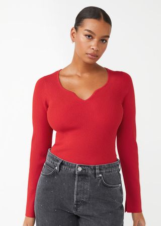 & Other Stories + Fitted Sweetheart Neck Top