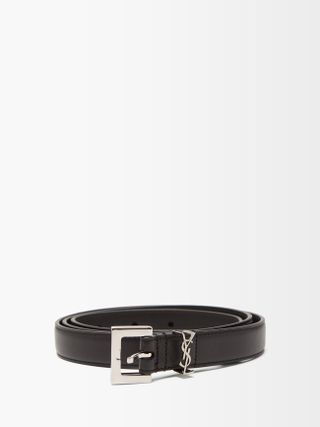 Saint Laurent + YSL-Plaque Leather Belt