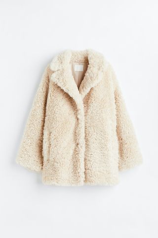 H&M + Single-breasted teddy jacket